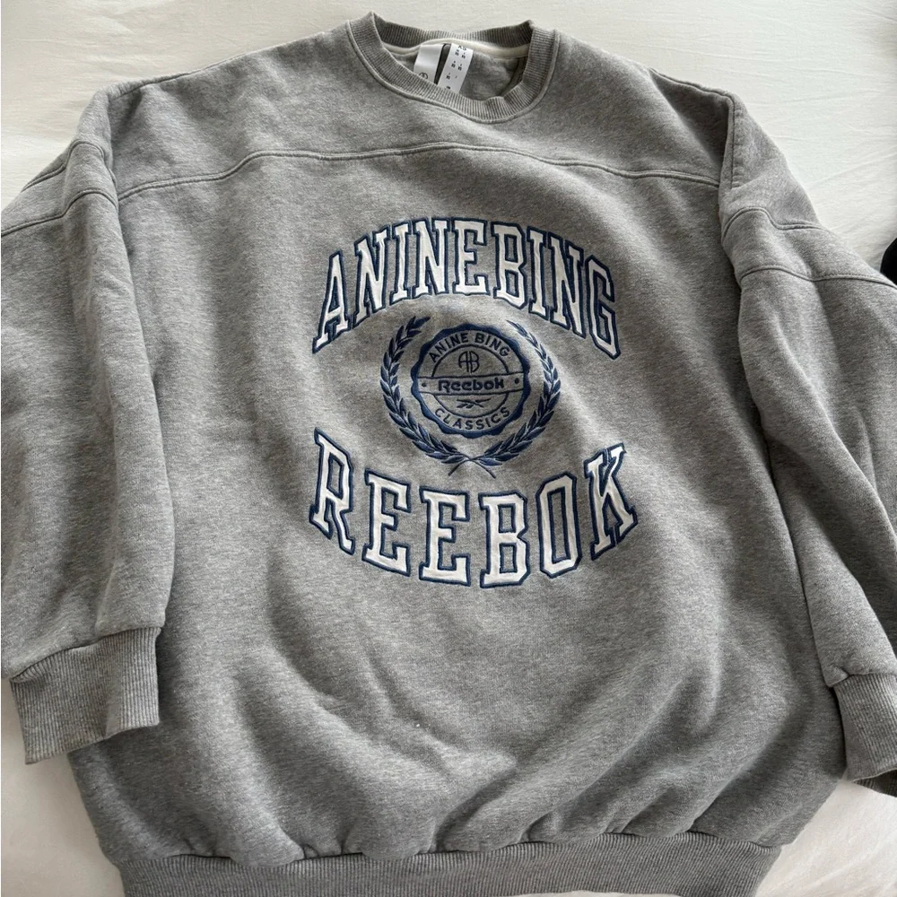 Anine Bing x Reebok Gray Sweatshirt with Blue Logo - Picture 5 of 6